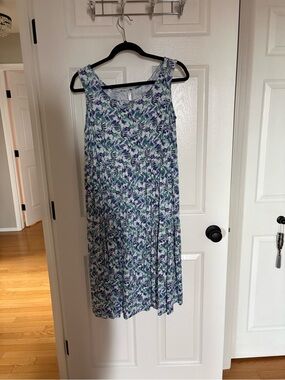 Blue Sky Blue & Green Floral Midi Dress